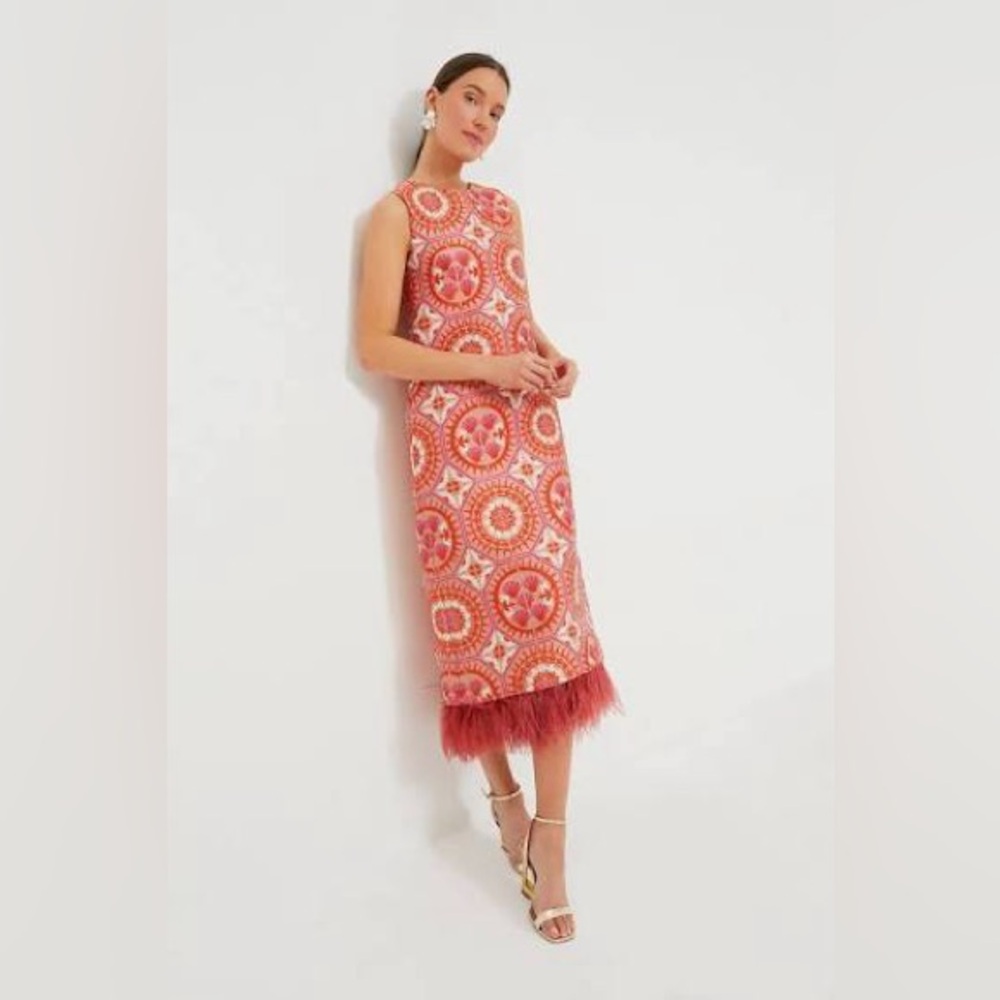ISO LA DOUBLEJ column dress with feathers in sun jacquard size xs or small